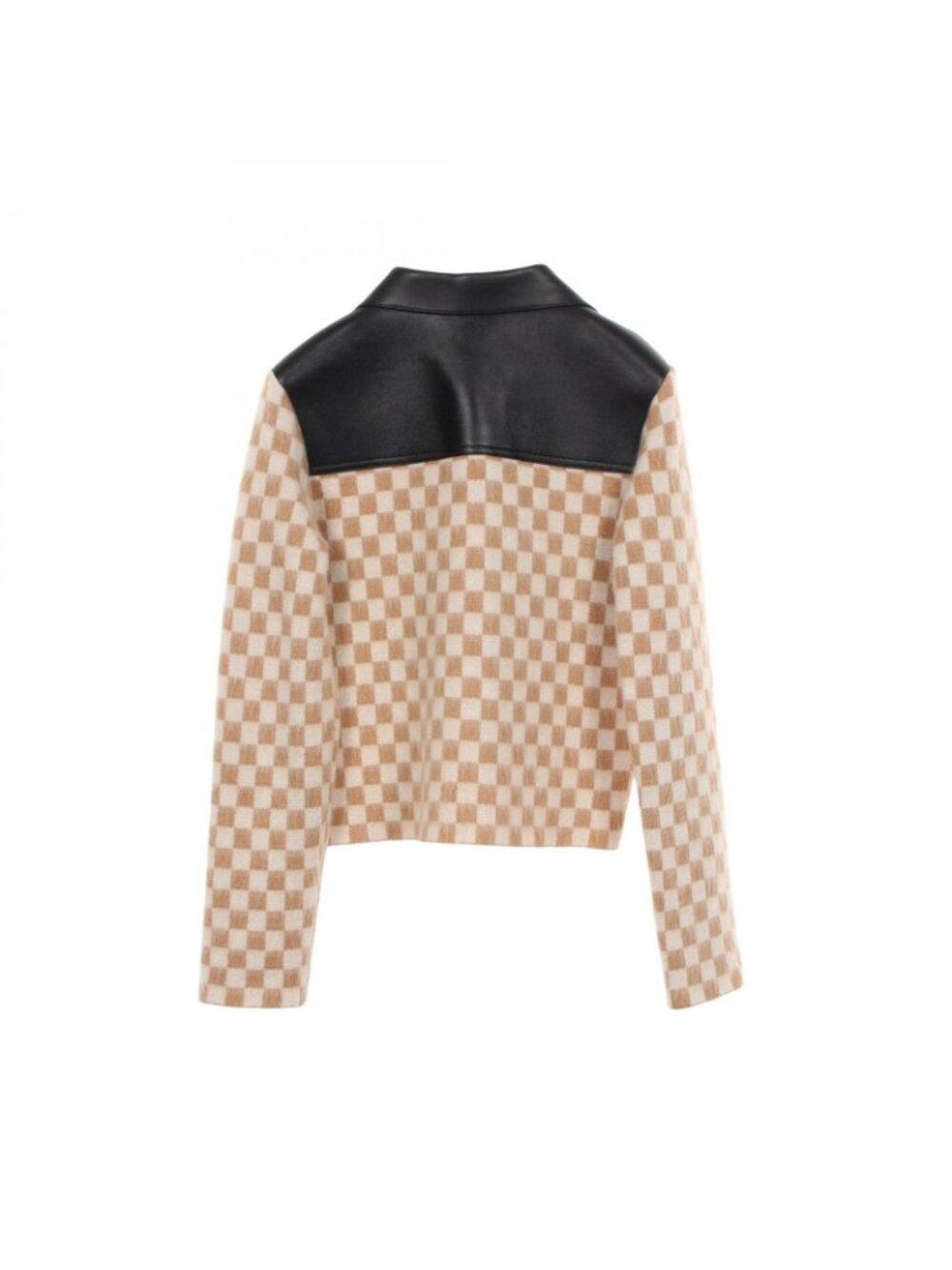 Louis Vuitton Damier Leather Trim Knit Wool Jacket - Picture 2 of 7
